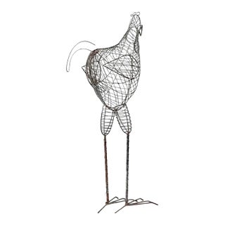 Vintage Iron Wire Rooster Sculpture For Sale