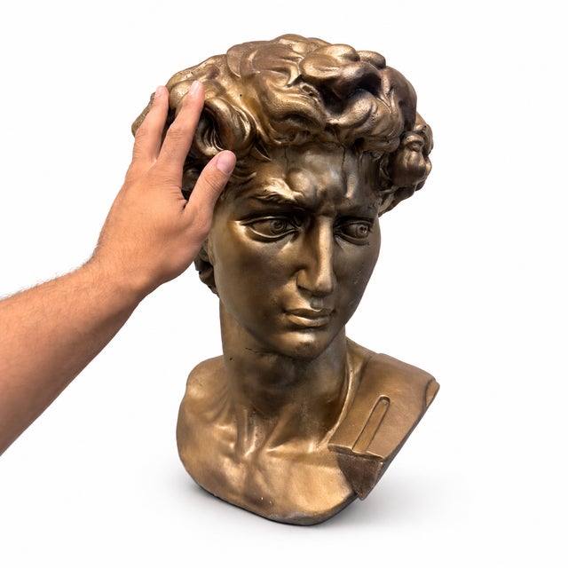 Renaissance The Uncrowned King | Cast Stone David Bust, Styled After Michelangelo For Sale - Image 3 of 8