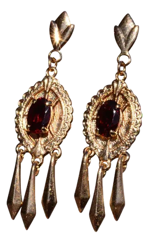 The Agen: Garnet Dangler Earrings in Yellow Gold, 2 Pieces