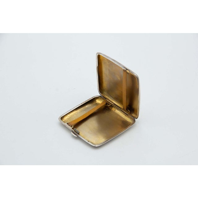 Guilloche Silver Cigarette Case with Bands on Top For Sale - Image 3 of 4