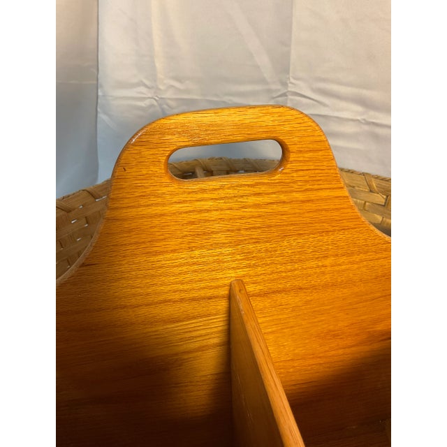 Handwoven Wooden and Reed Divided Basket For Sale In Dallas - Image 6 of 8