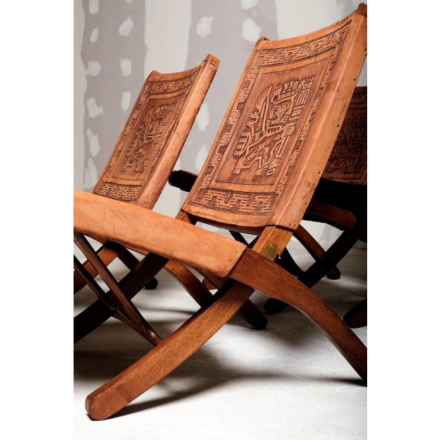 Brown Folding Chairs by Angel Pazmino, 1960s, Set of 4 For Sale - Image 8 of 17