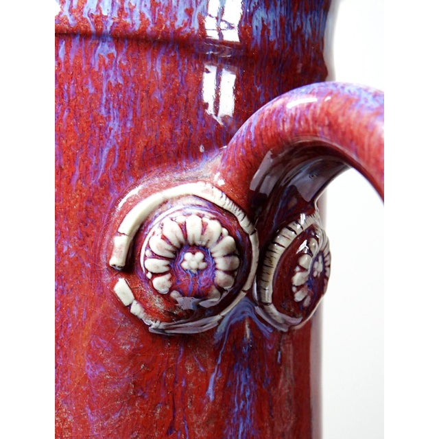 Large Flamed Oxblood Glazed Stoneware Art Jug by Michel Goldstyn for Lévéjac, 1990s For Sale - Image 13 of 15