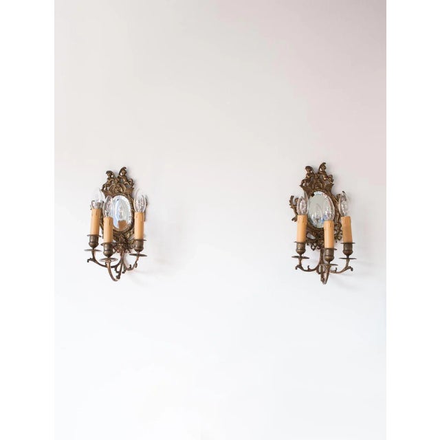 Antique French Wall Lights with Mirror, 1800s, Set of 2 For Sale - Image 13 of 13