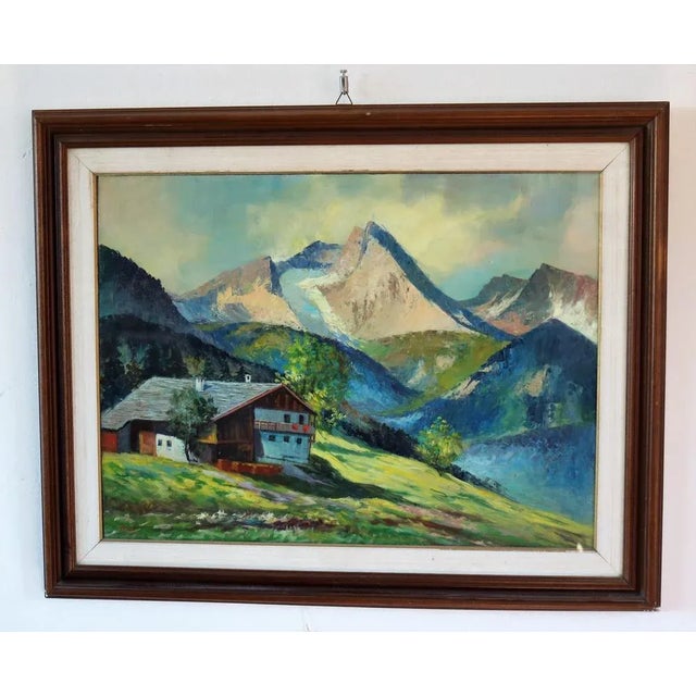 Blue Piero Leo, Mountain Landscape, 1974, Oil on Faesitis For Sale - Image 8 of 13