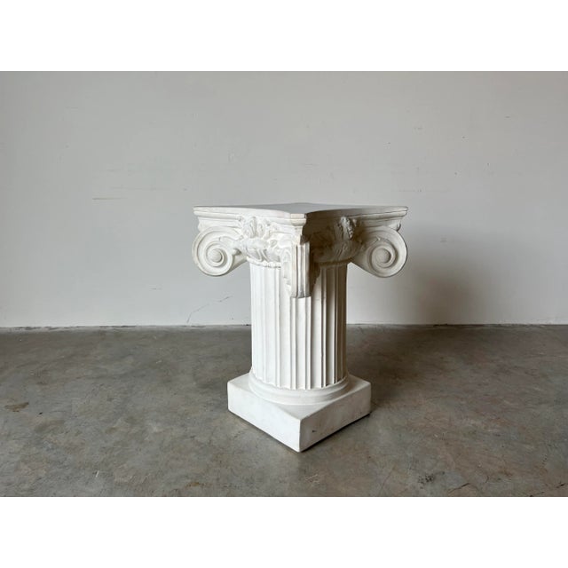Vintage Neoclassical - Style Column Plaster Pedestal / Side Table Base For Sale - Image 10 of 13