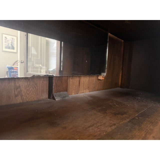 Antique Colonial Revival Walnut Mirrored Display Cabinet With Drawer, C. 1920s For Sale - Image 4 of 8