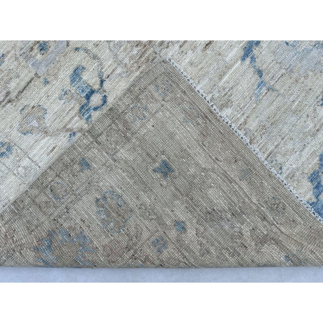 Oushak Handmade Wool Rug in Cream and Light Blue For Sale - Image 9 of 11