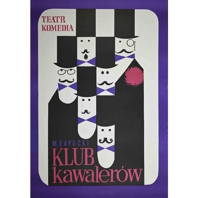Polish Poster of Klub Kawalerow is the poster of Teatr Komedia. Vintage Offset Print. Good conditions.