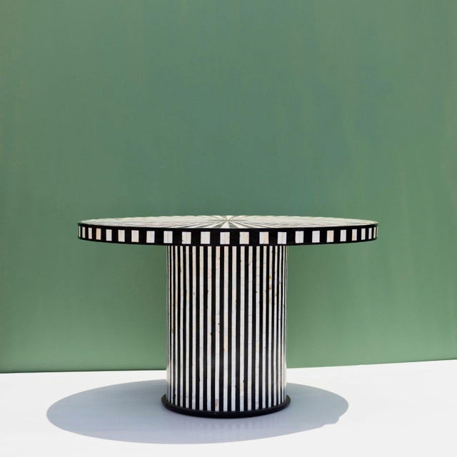 Nova and Raya Mother of Pearl Dining Table and Cane Chair Set For Sale In New York - Image 6 of 8