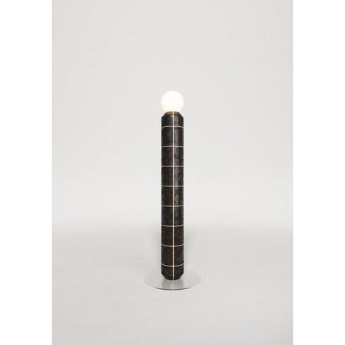 Gold Large Navazi Floor Lamp in Scorched Coal Ceramic and Frosted Glass by Svitanok For Sale - Image 8 of 10