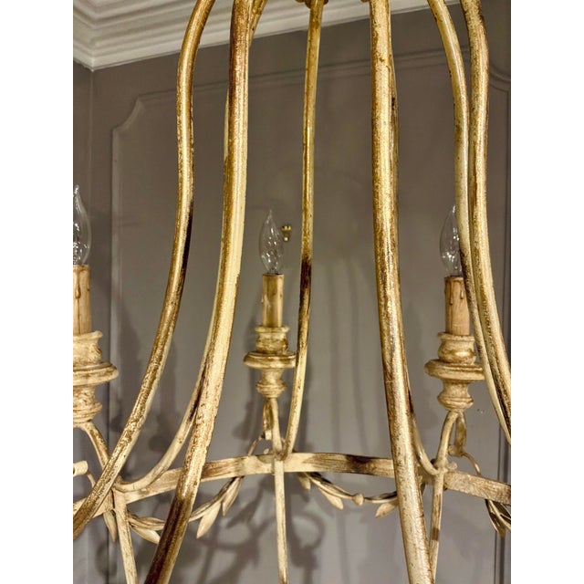 Metal Myran Allan Luxury Lighting Italian Sand and Gold Leaf Finished Iron Chandelier For Sale - Image 7 of 7