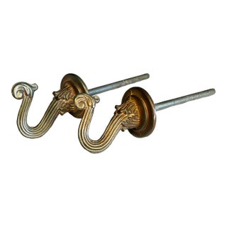Vintage Brass Drapery Tieback Hooks – Pair For Sale