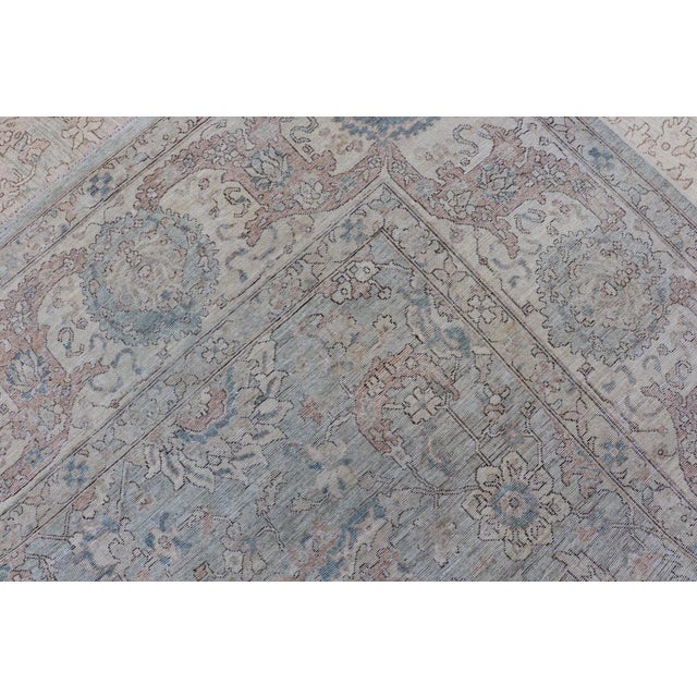 Mohtasham Kashan Design in Soft Tan, Taupe, Light Blue, and Ivory 9'3 X 13'7 For Sale - Image 11 of 11