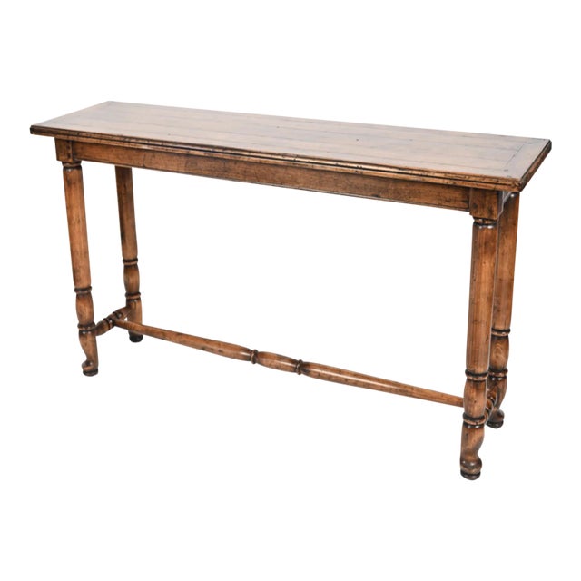 Late 20th Century Custom Bench-Made Bausman Console Table With Mitered Plank Top For Sale