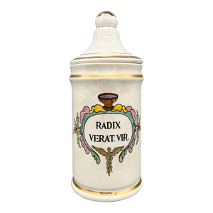 Vintage Jeanne Robinette Reproduction Apothecary Jar – Rexall Drugstore – Hand-Painted Ceramic – 20th Century Decor