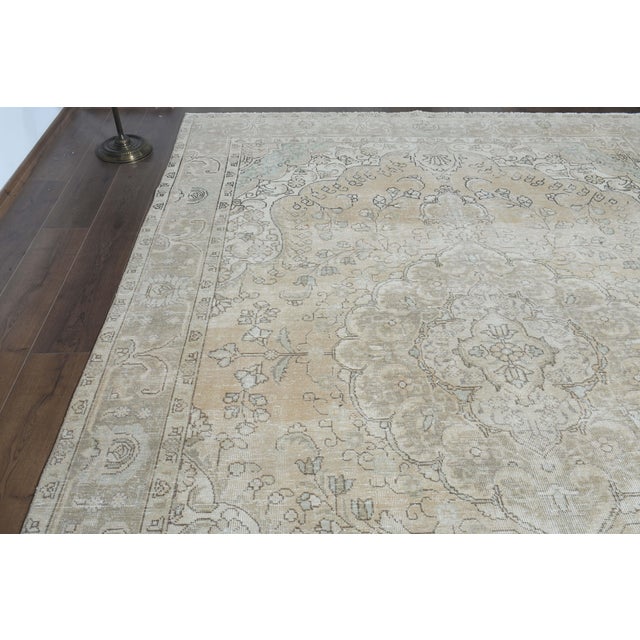 1970s Vintage Persian Handmade Wool Cotton Orange Area Rug For Sale - Image 10 of 11