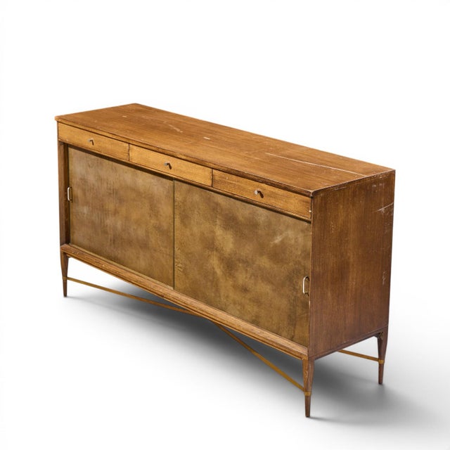 Paul McCobb for Calvin Mid Century Mahogany and Brass Credenza For Sale - Image 10 of 11