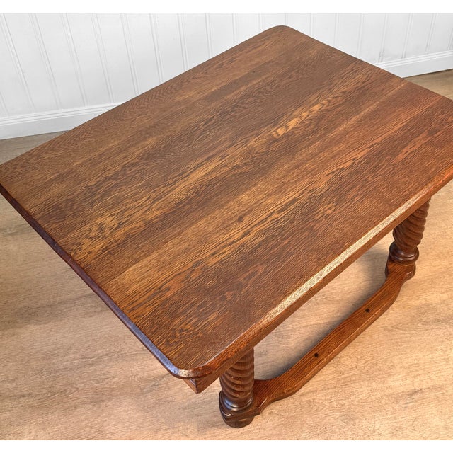 Antique Traditional Oak Barley Twist Rectangle Low Cocktail Coffee Table For Sale - Image 10 of 10