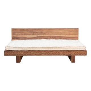 Reclaimed Wood Modern Moroccan Carved Low Sofa For Sale