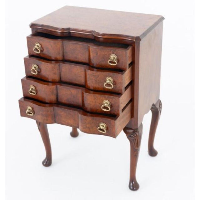 Queen Anne Revival Bedside Cabinet in Walnut, 1920s For Sale - Image 3 of 5