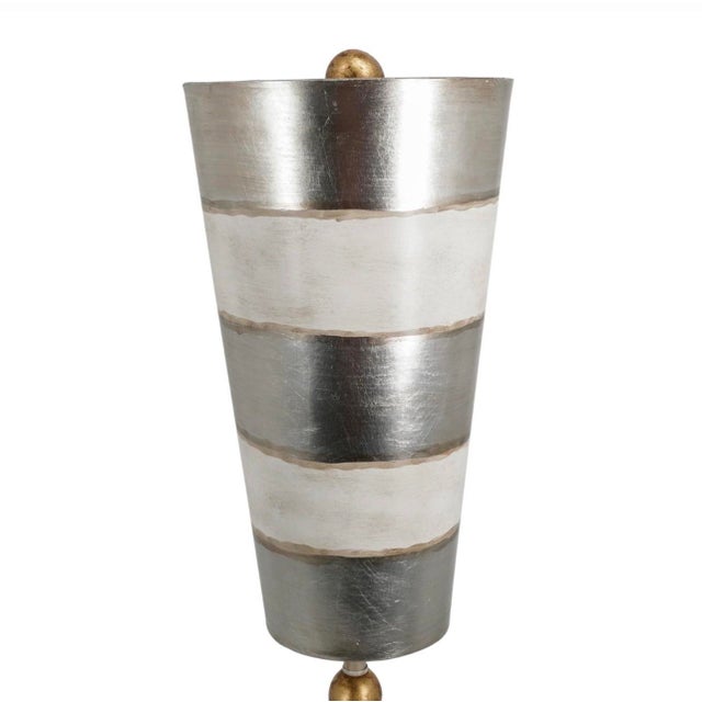 Modern Tivoli Distressed Silver Buffet Table Lamps - a Pair For Sale - Image 3 of 10