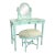 Vintage Vanity With Coordinating Stool Painted in an Ethereal Blue With New Upholstery For Sale