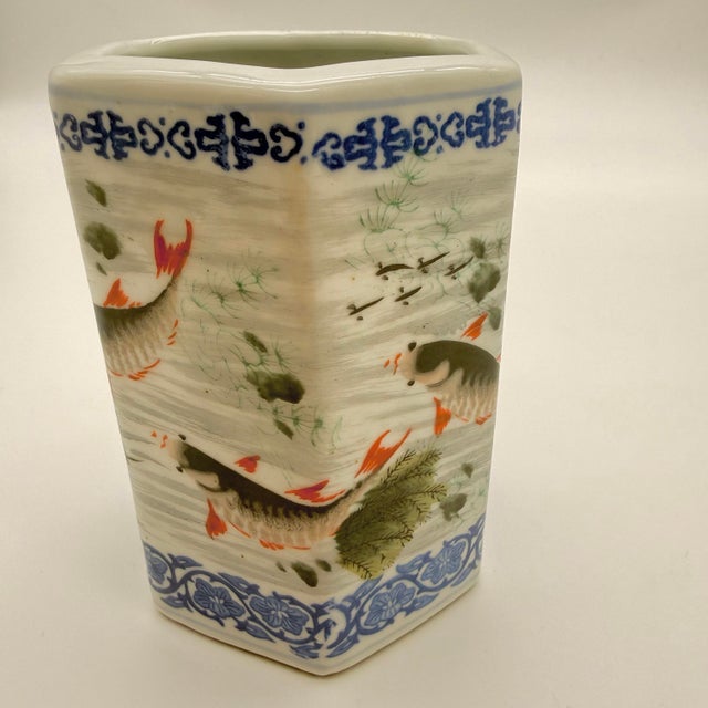 Antique Porcelain Chinese Brush Pot For Sale - Image 4 of 9