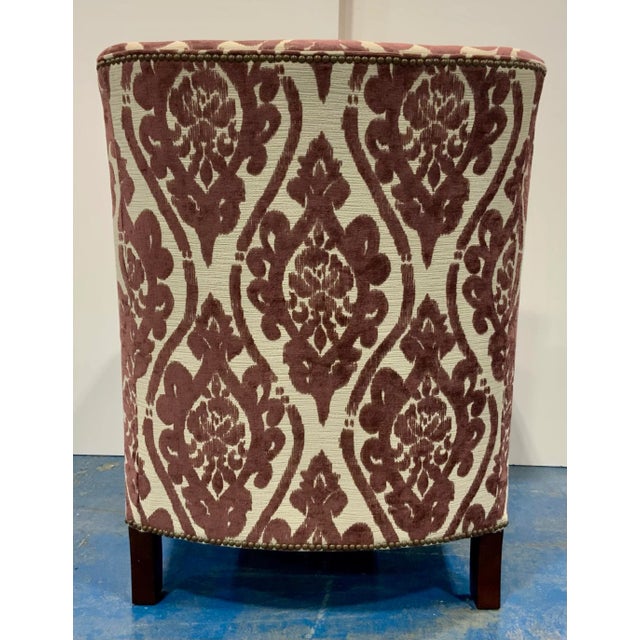 Wood Kincaid Traditional Plum Cut Velvet Damask Lounge Chair For Sale - Image 7 of 8