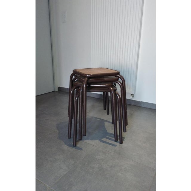Vintage Industrial Stackable Bar Stools from Mullca, France, 1950s, Set of 4 For Sale - Image 14 of 18