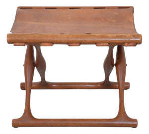 Vintage Gold High Stool in Natural Leather by Poul Hundevad, 1960s