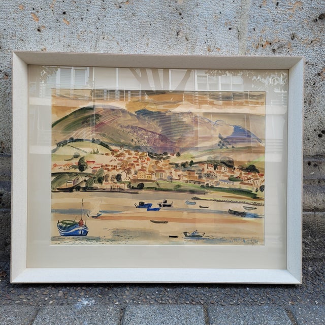 Menchu Gal, Txingudi Bay and Mount San Marcial, 20th Century, Watercolor on Paper For Sale - Image 4 of 18
