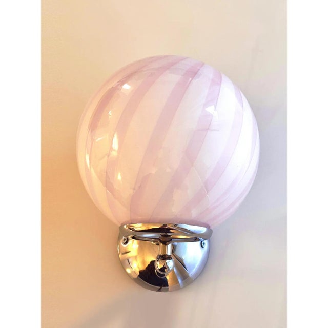 Pink Swirl Rods Murano Glass Wall Sconces by Simoeng, Set of 2 For Sale - Image 4 of 6