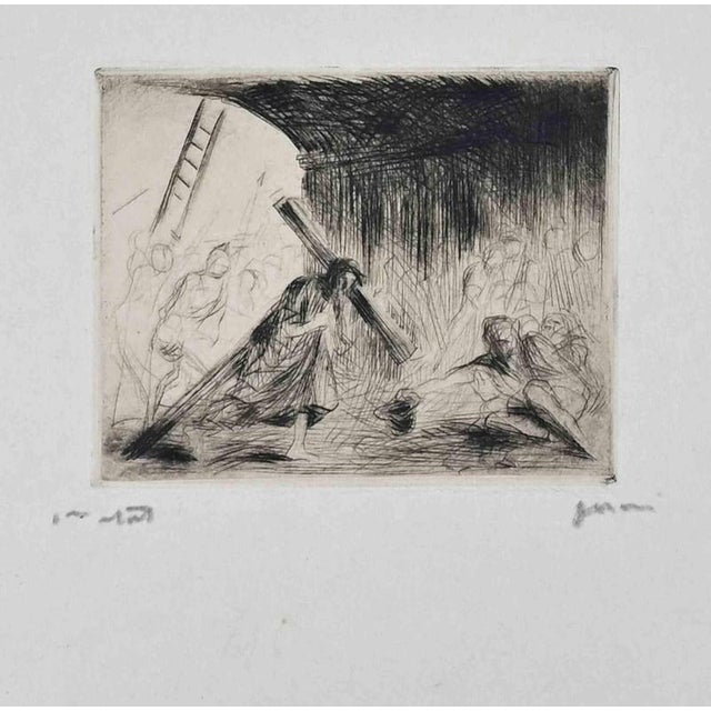 Jean-Louis Forain, Le Christ Portant Sa Croix, Etching, 1910 For Sale - Image 4 of 4