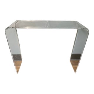 Monolithic Lucite Waterfall Console Table, American, Circa 1970s For Sale
