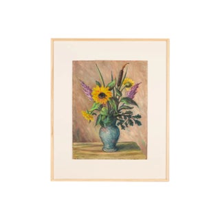 Summer Bouquet, Oil on Plate, Framed For Sale