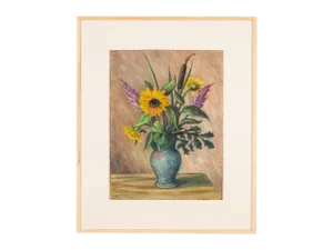 Summer Bouquet, Oil on Plate, Framed