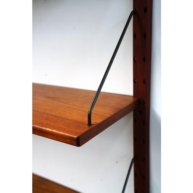 Mid-Century Modern Danish Wall Shelving in Teak and Brass, 1960s, Set of 6 For Sale - Image 3 of 5