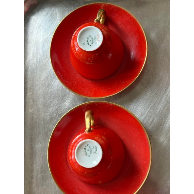 1930s 1930s Gio Ponti Rare Glamorous Art Deco Red Porcelain Espresso Service Set for Richard Ginori - 9 Piece Service For Sale - Image 5 of 7