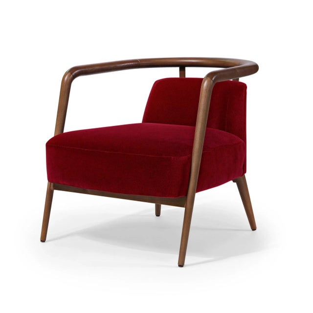 Essex Red Velvet Armchair by Javier Gomez For Sale - Image 6 of 6