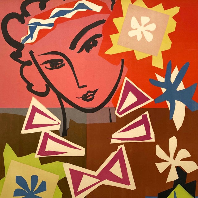 Mid-Century Modern Henri Matisse Vintage 1951 Mourlot Fine Art Lithograph Print " Madame De Pompadour " Framed French Mid Century Modernist Paris Poster For Sale - Image 3 of 18