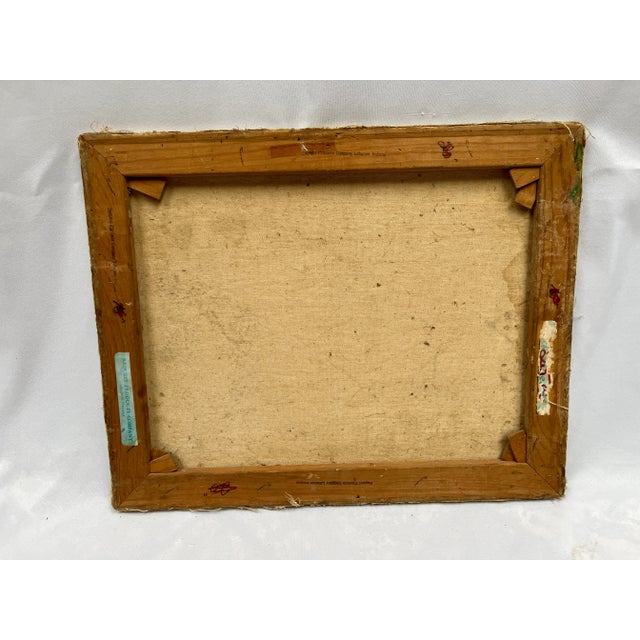 Textile Vintage Realist Portrait Oil Painting of a Young Boy With Dandelions For Sale - Image 7 of 10