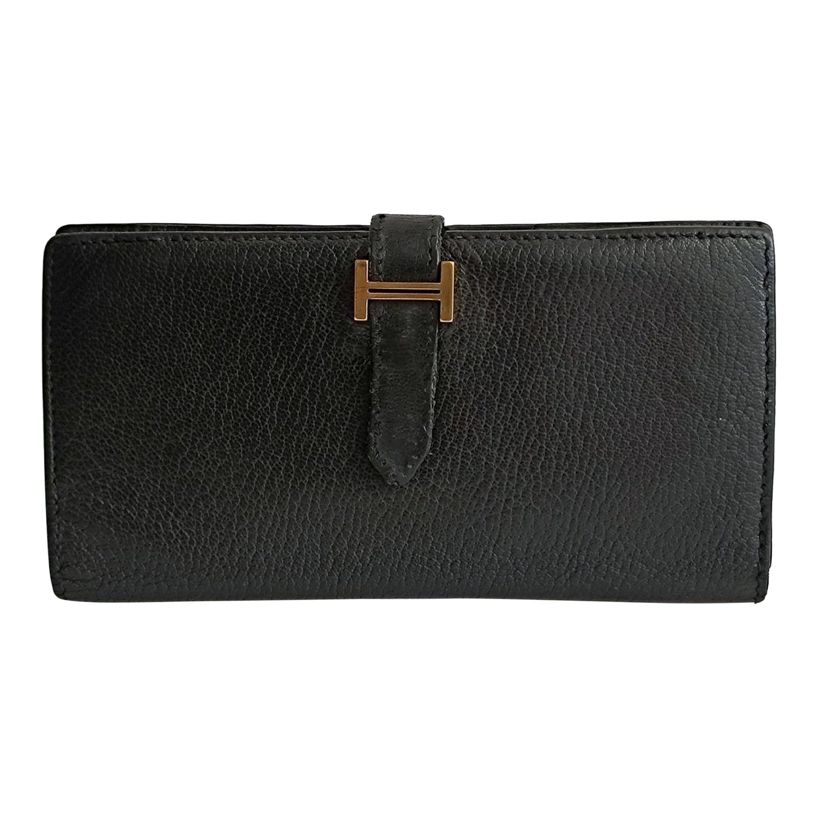 Hermès Hermès Vintage Béarn Soufflet Wallet In Black Leather 