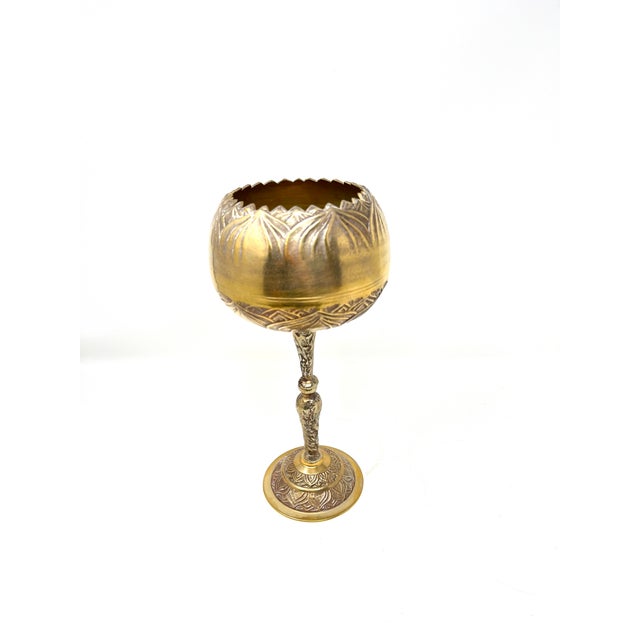 Mid-Century Tall Brass Compote | Chairish
