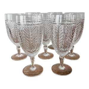 1990s Ralph Lauren Crystal Cut Herringbone Iced Tea Glasses, Germany-Set of 7