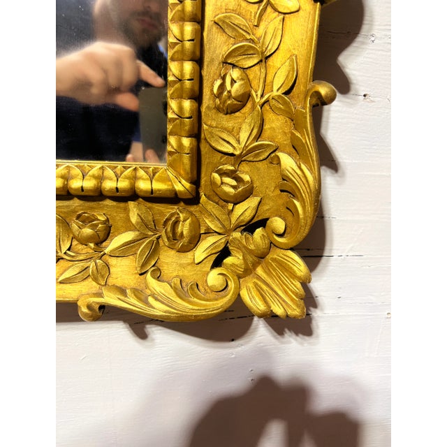 Vintage Italian Carved Giltwood and Shell Decorated Wall Mirror For Sale In Boston - Image 6 of 10