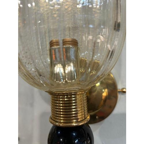 Brass and Glass Murano Wall Sconces, 1990, Set of 2 For Sale - Image 15 of 18