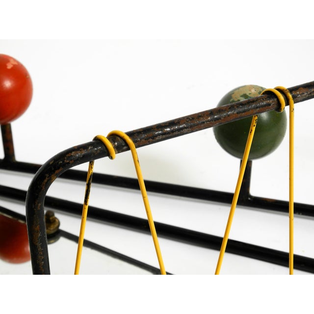 Mid-Century Modern French Metal Wall-Mounted Coat Rack with Shelf and Mirror, 1950s For Sale - Image 13 of 18