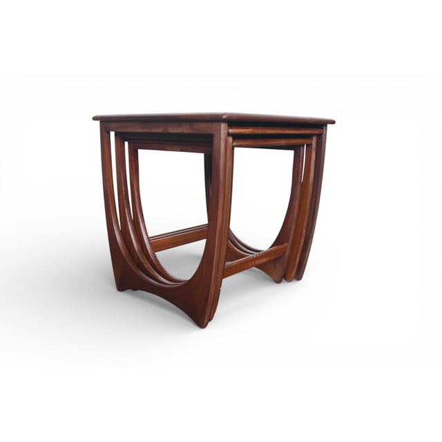 Mid-Century Modern Mid 20th Century Attributed to G Plan Astro Tile Top Nesting Tables in Teak For Sale - Image 3 of 8