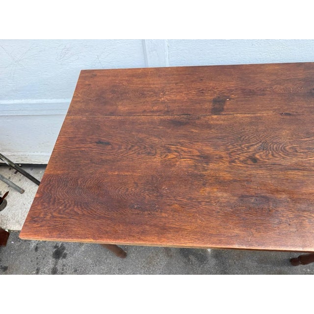 Antique Early American Primitive Rustic Style Painted 1 Drawer Work Dining Table For Sale - Image 12 of 17